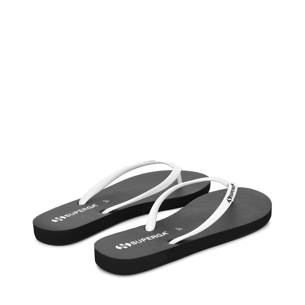 Superga 4121 Black Flip Flops - Women's Shoes USA | US8134147